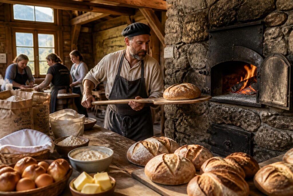découvrez nos stages de cuisine au four à bois et apprenez à réaliser pains et brioches savoureux, pour une expérience authentique comme au chalet.